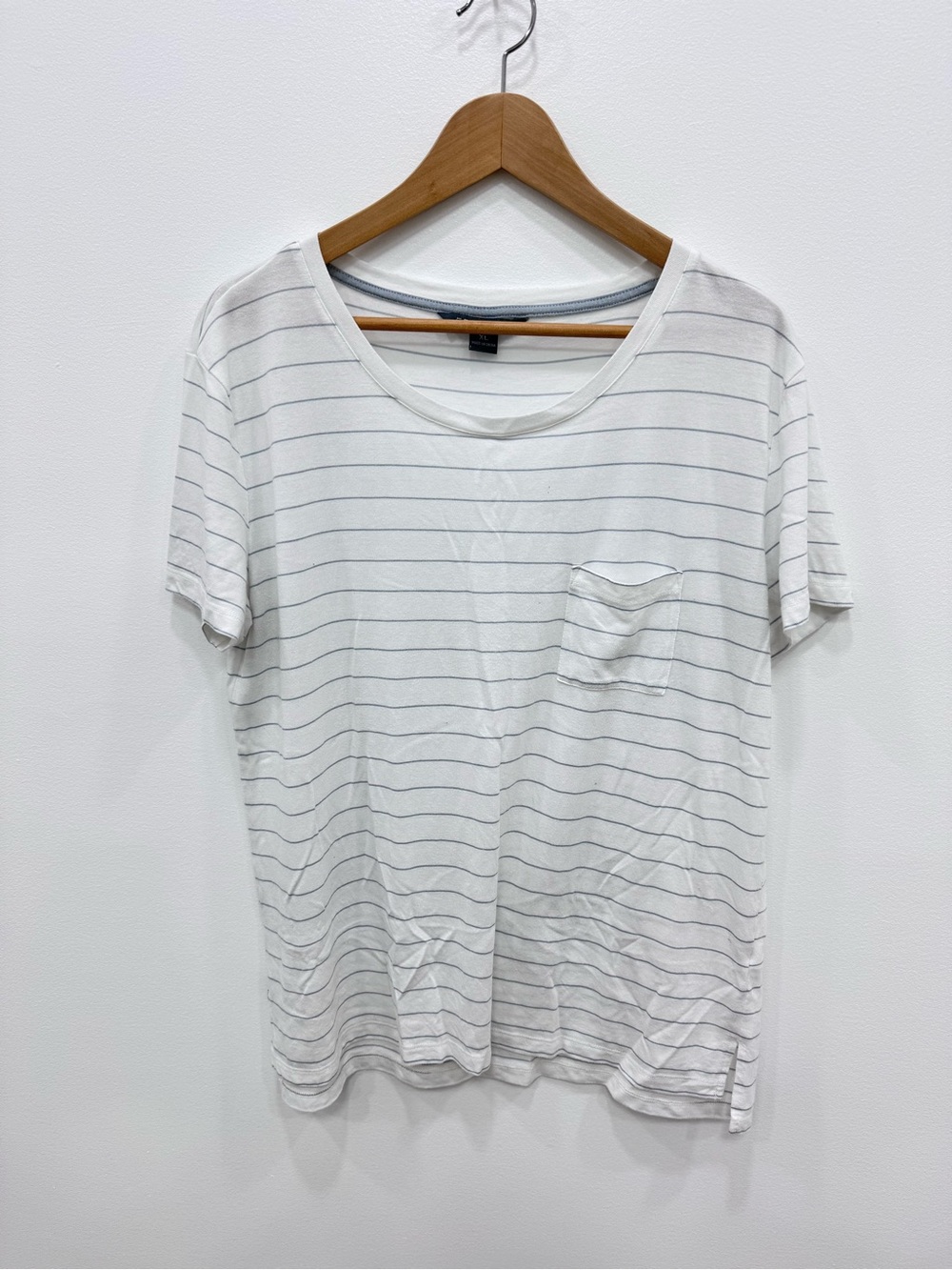 Free Fly Apparel Bamboo Striped T-Shirt white blue gray Sz XL